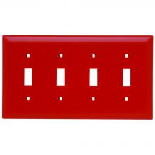 Legrand-Pass & Seymour TP4RED - TRADEMASTER WALL PLATE 4G 4 TOGGLE