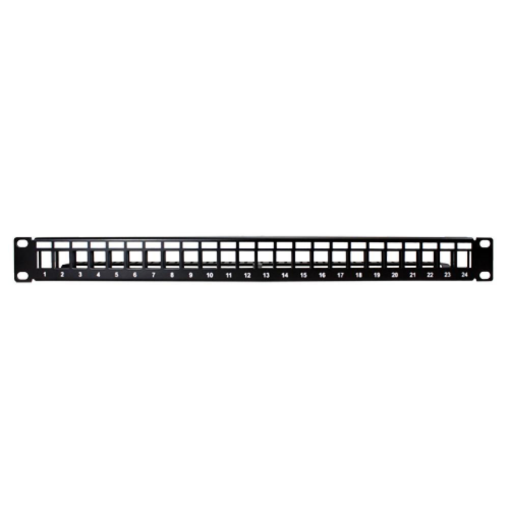 24 Port Blank Keystone Patch Panel Black