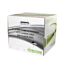 Vericom BCS59-01987 - RG-59 CCS Coax w/ 18/2 Siamese 500ft WHT