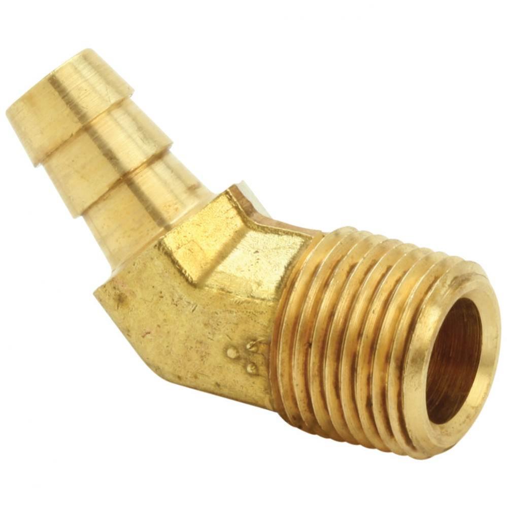 45 degree MALE HOSE BARB ELBOW, 1/4&apos;&apos; ID HOSE BARB X 1/8&apos;&apos; MIP