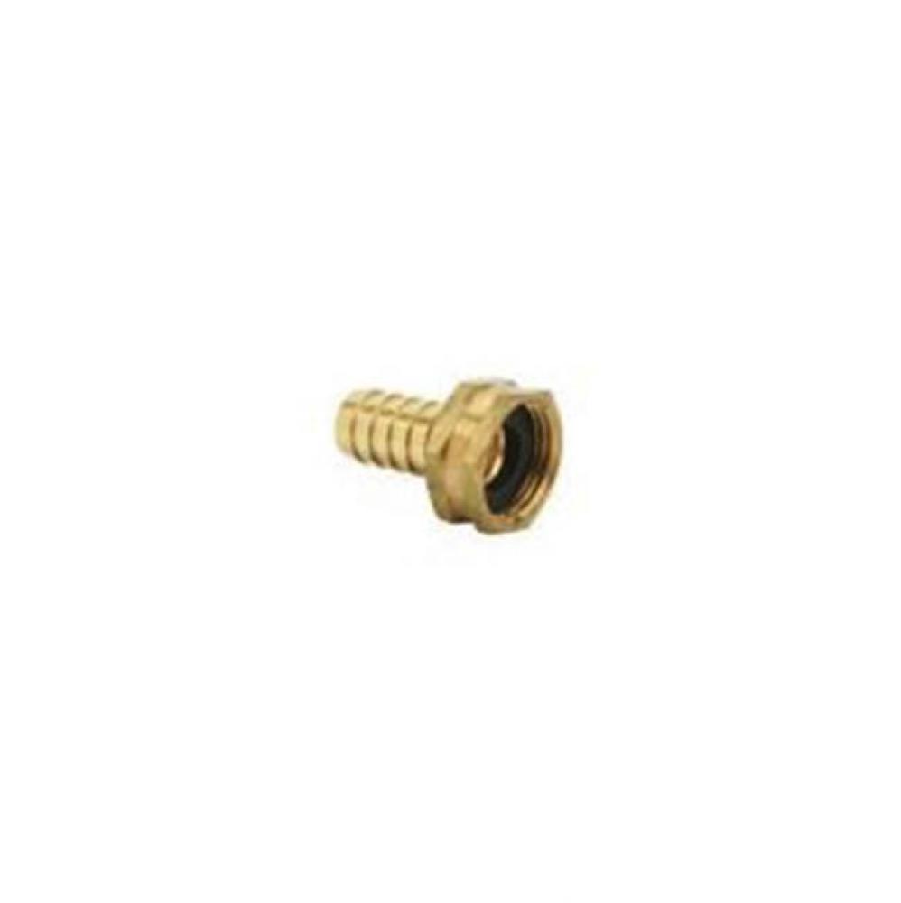 FEMALE HOSE SWIVEL BARBED ADAPTOR W/ HEX NUT, 3/4&apos;&apos; FEMALE HOSE THREAD X 1/2&apos;&apos;