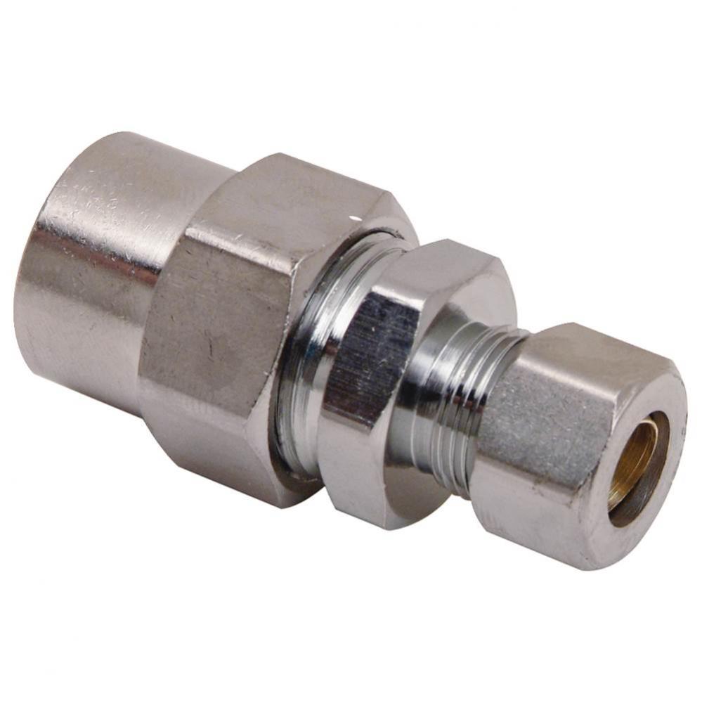 Brass Fitting - Cpvc X Comp Union 1/2&apos;&apos; Nom Cpvc X 3/8&apos;&apos; Od Tube, Chrome