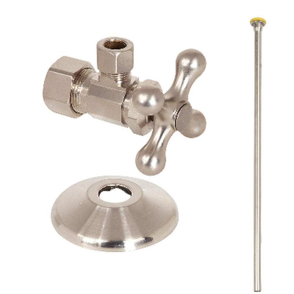 SPF FAUCET SUP. KIT - 1/4 TURN - ANG- 1/2&apos;&apos; NOM COMP X 3/8&apos;&apos; OD COMP  W/ SHALL