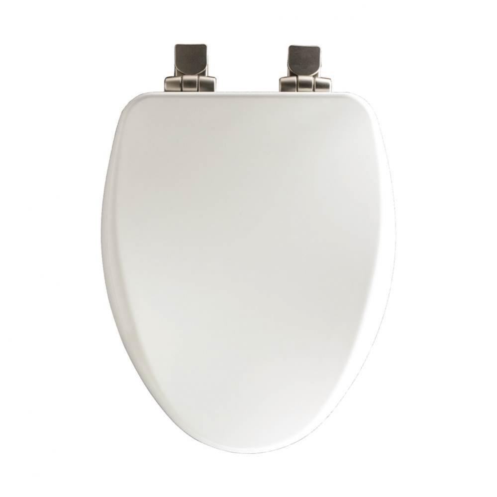 Alesio II Elongated High Density Enameled Wood Toilet Seat in White with STA-TITE Seat Fastening S