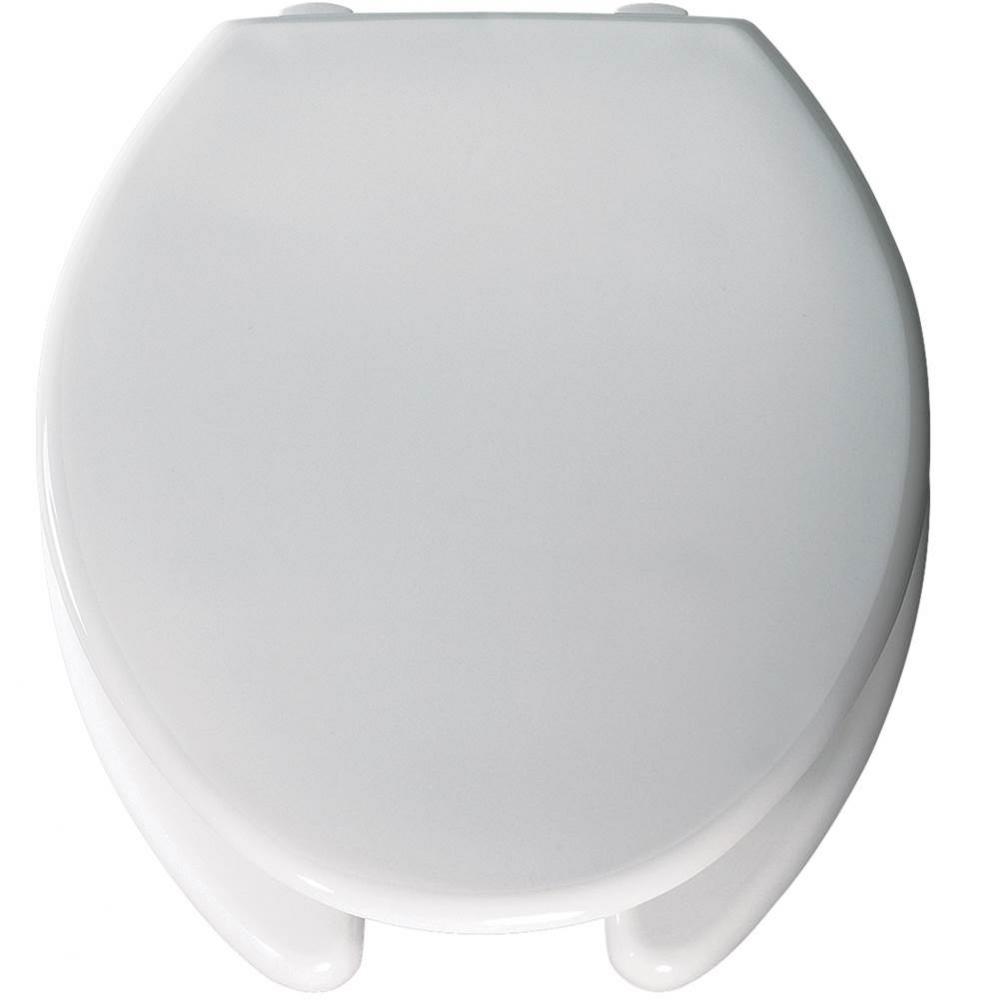 Bemis Round Open Front with Cover Medic-Aid&#xae; Plastic Toilet Seat in White with STA-TITE&#xae;