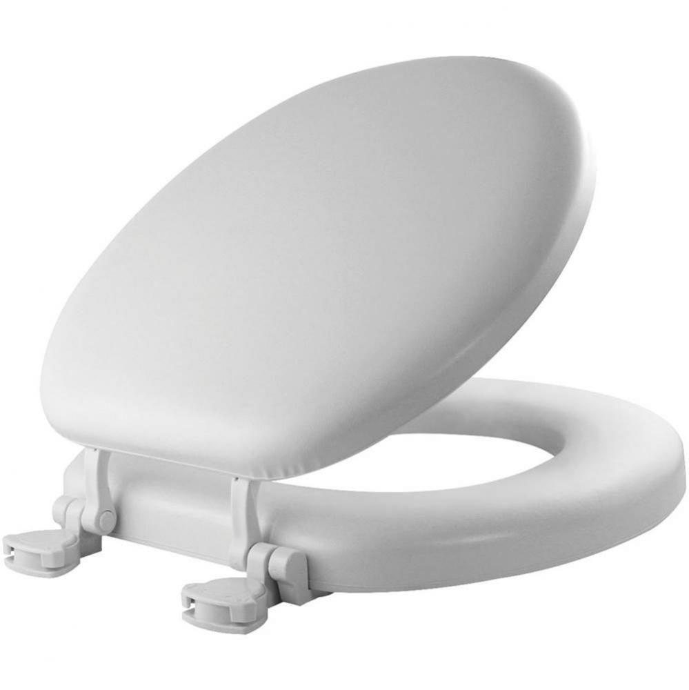 Mayfair Round Cushioned Vinyl Soft Toilet Seat in White with STA-TITE&#xae; Seat Fastening System?