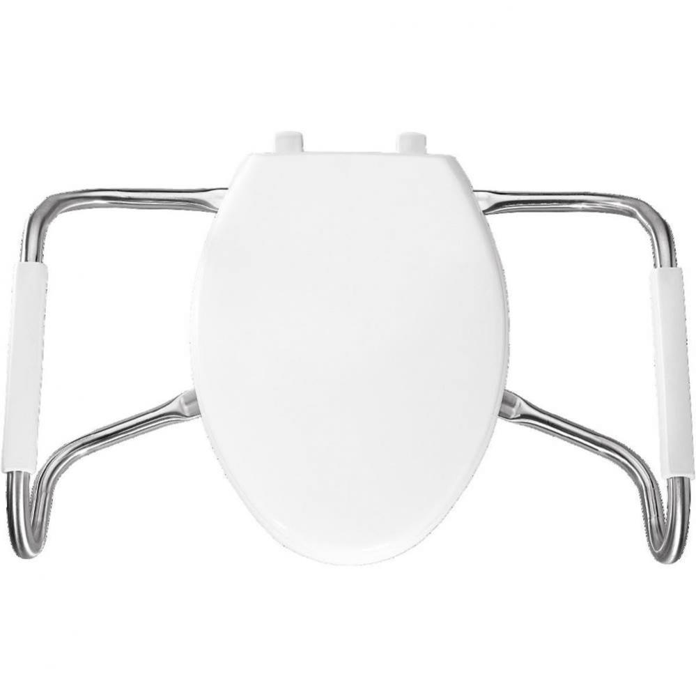 Elongated Plastic Open Front Less Cover Medic-Aid Toilet Seat with STA-TITE, DuraGuard and Stainle