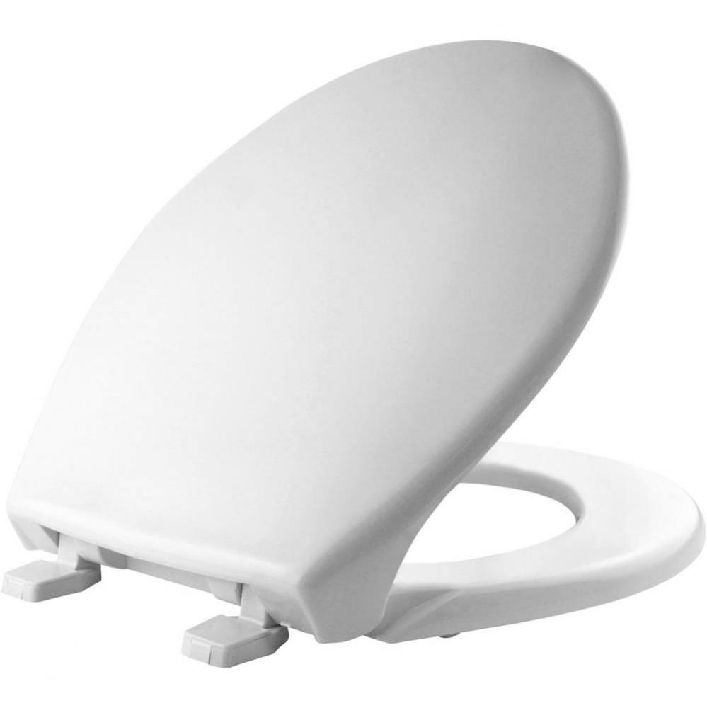 Round Commercial Plastic Closed Front With Cover Toilet Seat with Top-Tite Hinge - White