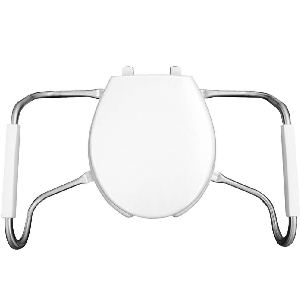 Round Open Front with Cover Medic-Aid Plastic Toilet Seat in White with STA-TITE Commercial Fasten