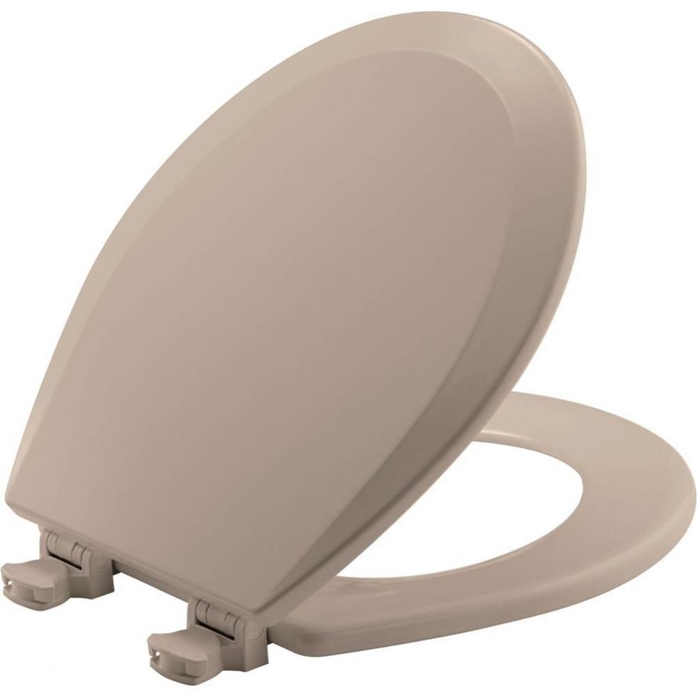 Round Molded Wood Toilet Seat with EasyClean &amp; Change Hinge - Fawn Beige
