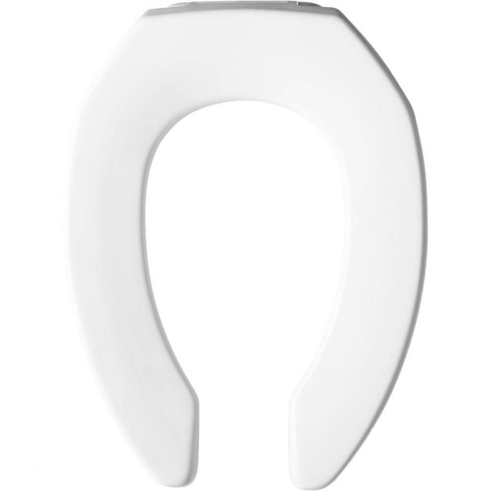 Church Elongated Open Front Less Cover Commercial Plastic Toilet Seat in White with STA-TITE&#xae;