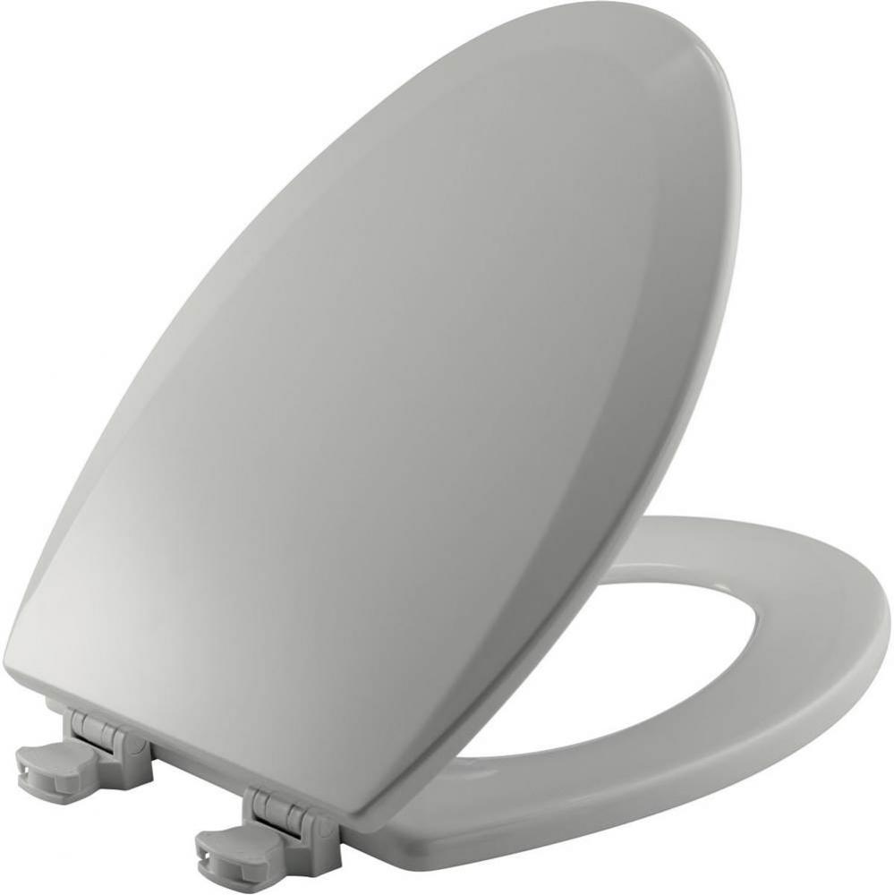 Elongated Molded Wood Toilet Seat with EasyClean &amp; Change Hinge in Ice Grey