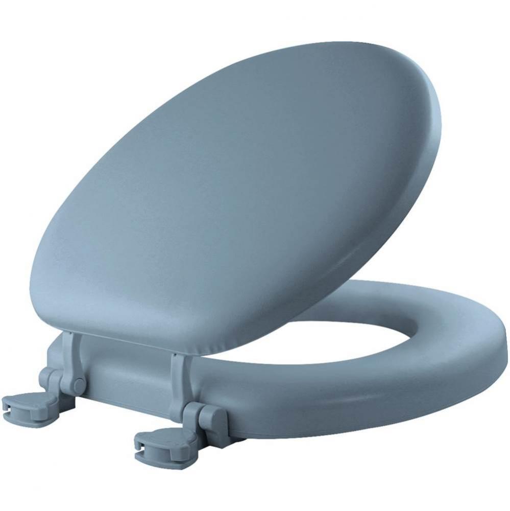 Mayfair Round Cushioned Vinyl Soft Toilet Seat in Sky Blue STA-TITE&#xae; Seat Fastening System™