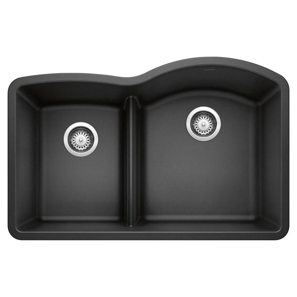 Diamond SILGRANIT 32&apos;&apos; 40/60 Reverse Double Bowl Undermount Kitchen Sink with Low Divide