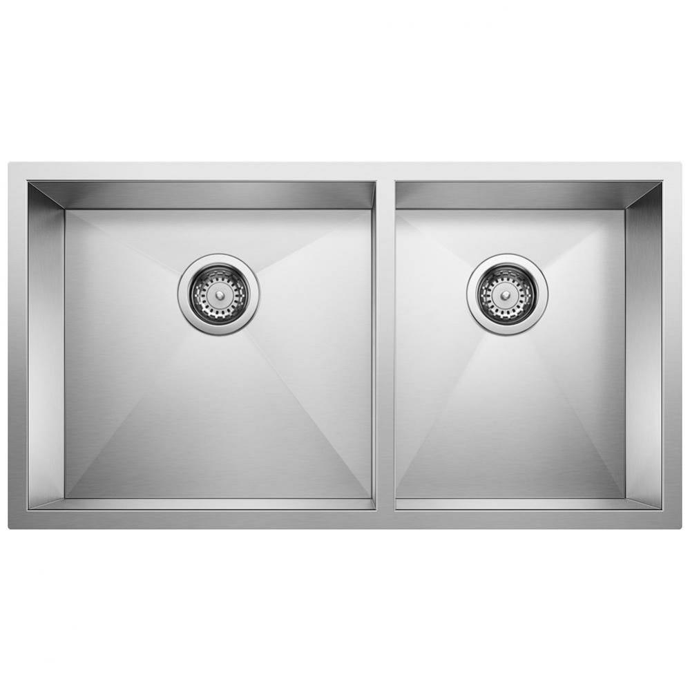 Quatrus R0 33&apos;&apos; 60/40 Double Bowl Undermount Stainless Kitchen Sink