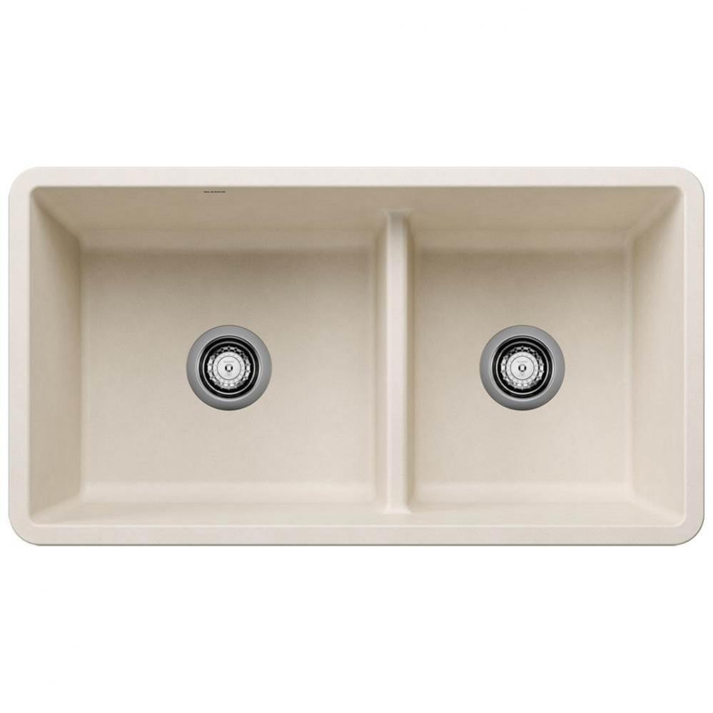 Precis SILGRANIT 33&apos;&apos; 60/40 Reversible Double Bowl Undermount Kitchen Sink with Low Divi