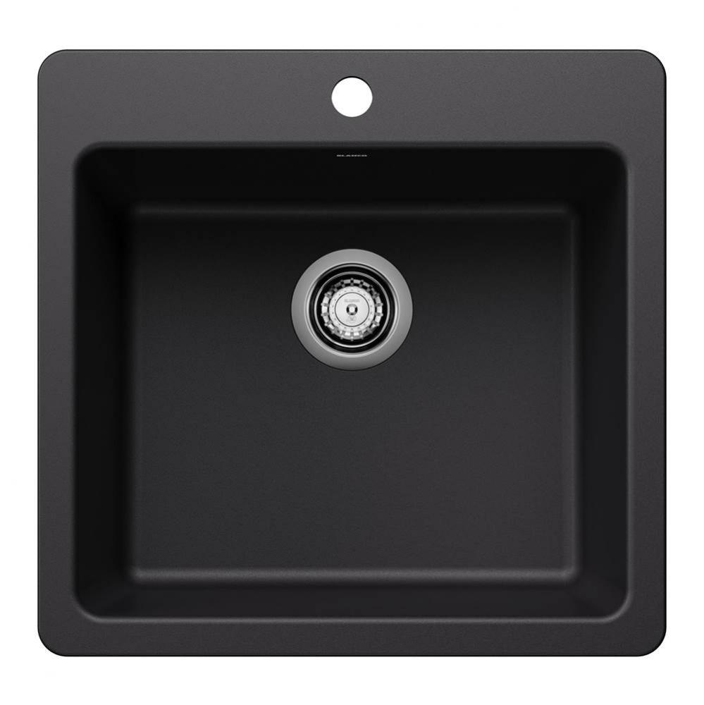 Liven SILGRANIT 21&apos;&apos; Single Bowl Dual Mount Kitchen Sink - Coal Black