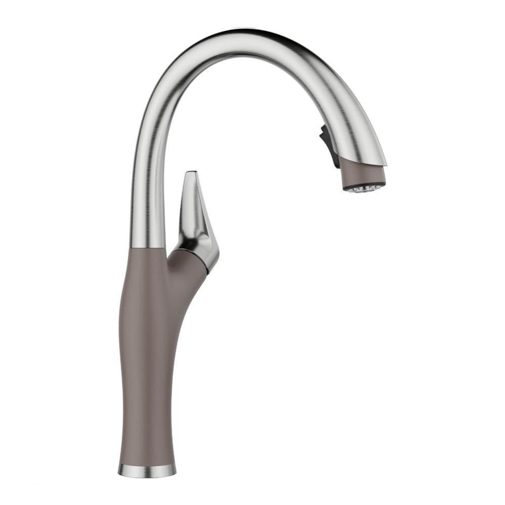 Artona Pull-Down Dual-Spray Kitchen Faucet - PVD Steel/Volcano Gray