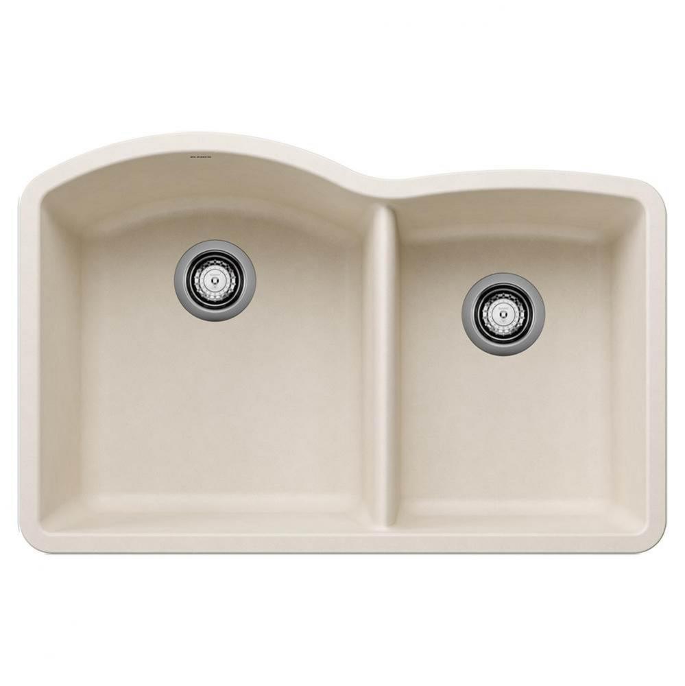 Diamond SILGRANIT 32&apos;&apos; 60/40 Double Bowl Undermount Kitchen Sink - Soft White