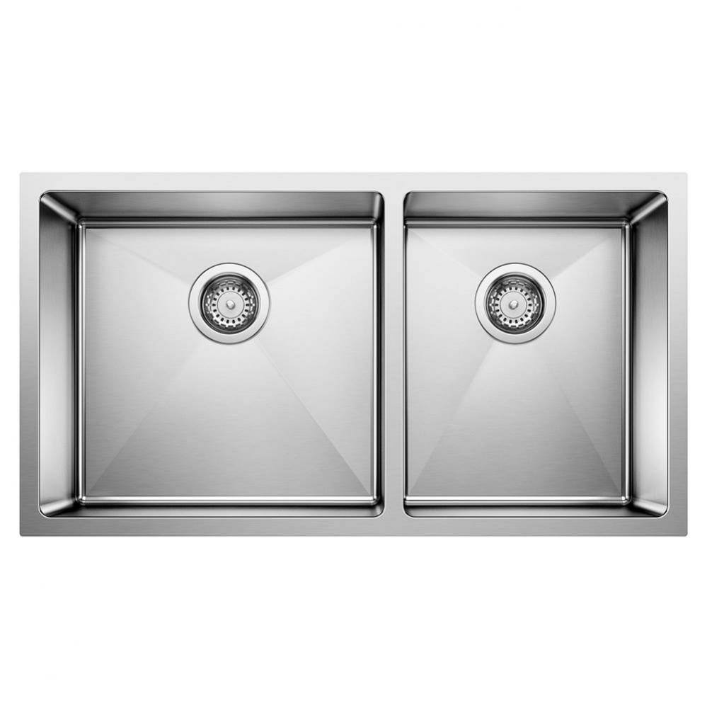 Quatrus R15 33&apos;&apos; 60/40 Double Bowl Undermount Stainless Steel Kitchen Sink