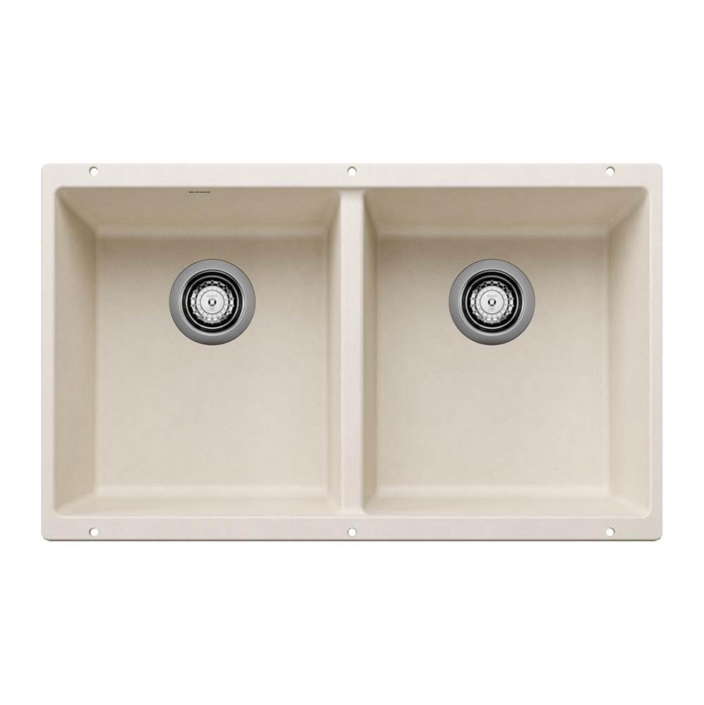 Precis SILGRANIT 29&apos;&apos; 50/50 Double Bowl Undermount Kitchen Sink - Soft White