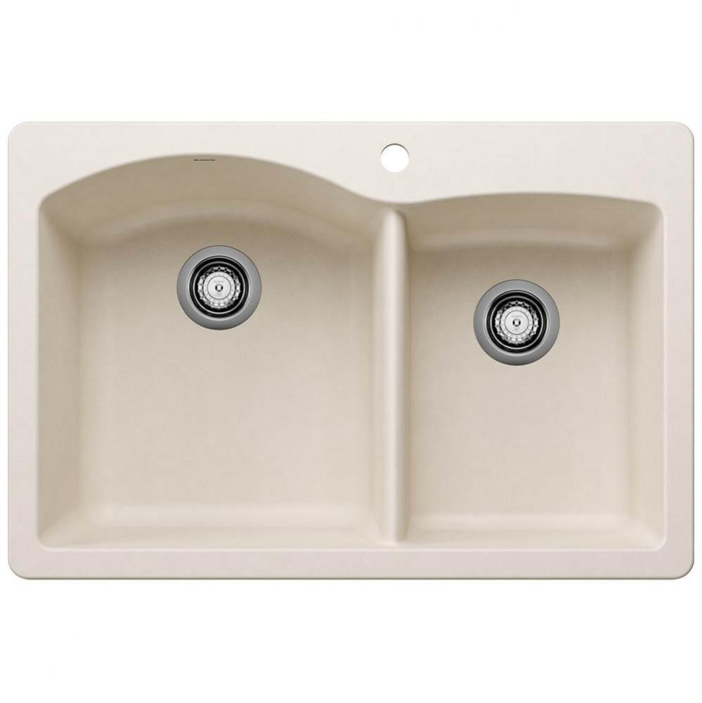 Diamond SILGRANIT 33&apos;&apos; 60/40 Double Bowl Dual Mount Kitchen Sink - Soft White