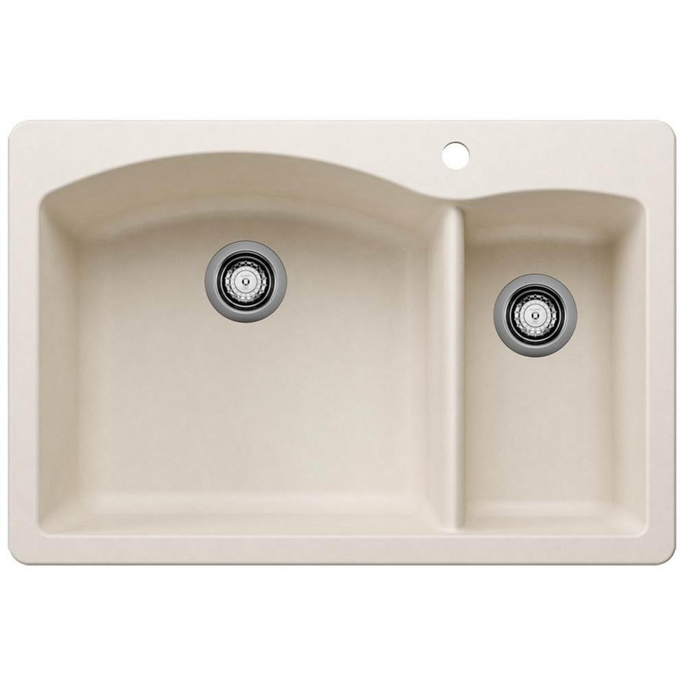 Diamond SILGRANIT 33&apos;&apos; 70/30 Double Bowl Dual Mount Kitchen Sink - Soft White