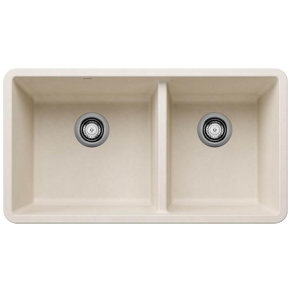 Precis SILGRANIT 33&apos;&apos; 60/40 Double Bowl Undermount Kitchen Sink - Soft White