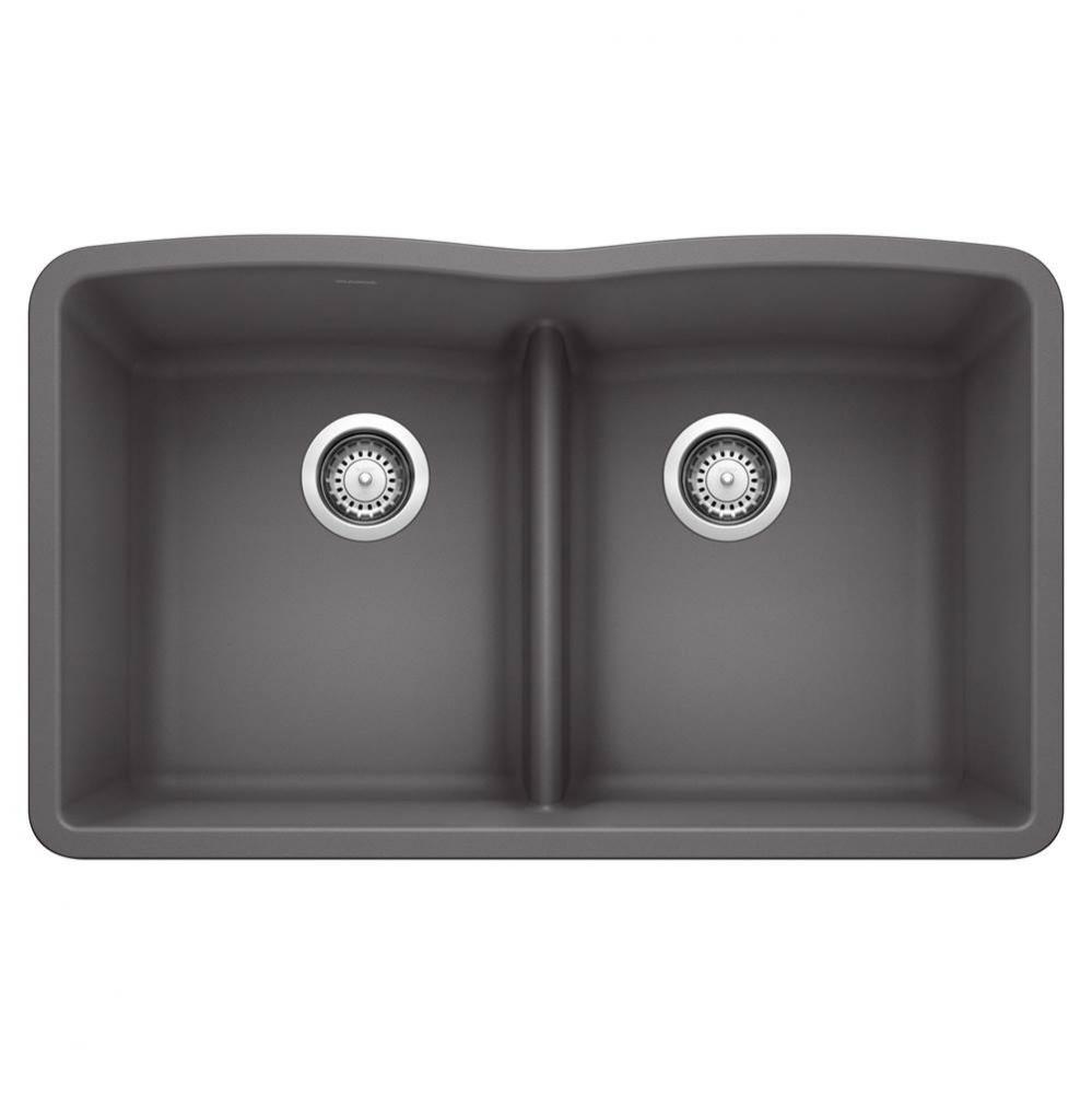 Diamond SILGRANIT 32&apos;&apos; 50/50 Double Bowl Undermount Kitchen Sink with Low Divide - Cinde