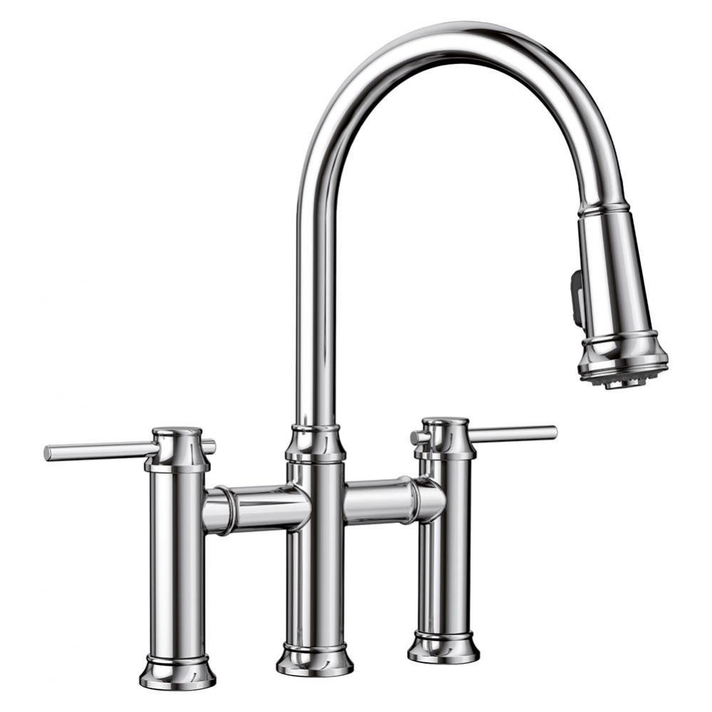 Empressa Pull-Down Dual-Spray Bridge Faucet - Chrome