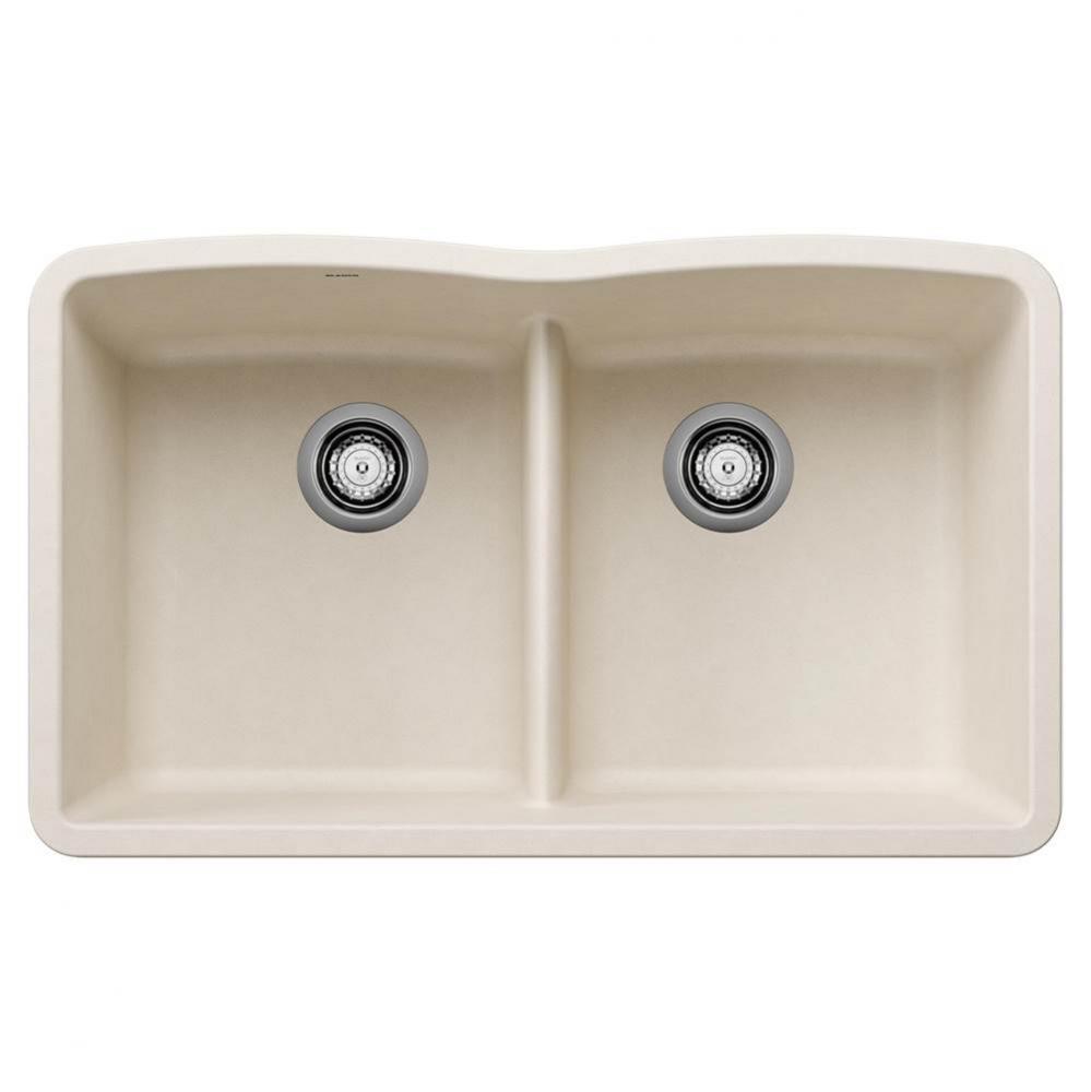 Diamond SILGRANIT 32&apos;&apos; 50/50 Double Bowl Undermount Kitchen Sink with Low Divide - Soft