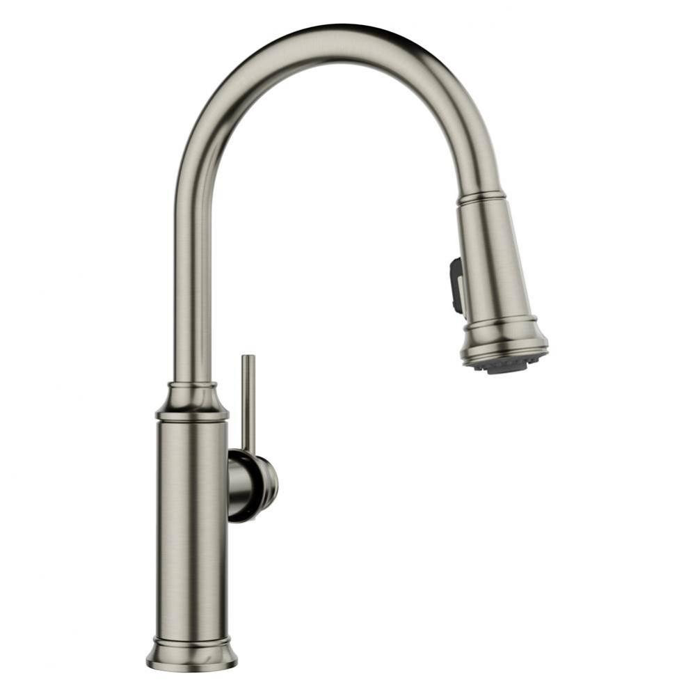 Empressa High Arc Pull-Down Dual-Spray Kitchen Faucet - Satin Platinum