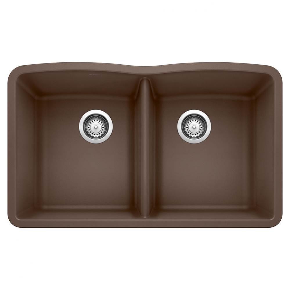 Diamond SILGRANIT 32&apos;&apos; 50/50 Double Bowl Undermount Kitchen Sink - Cafe