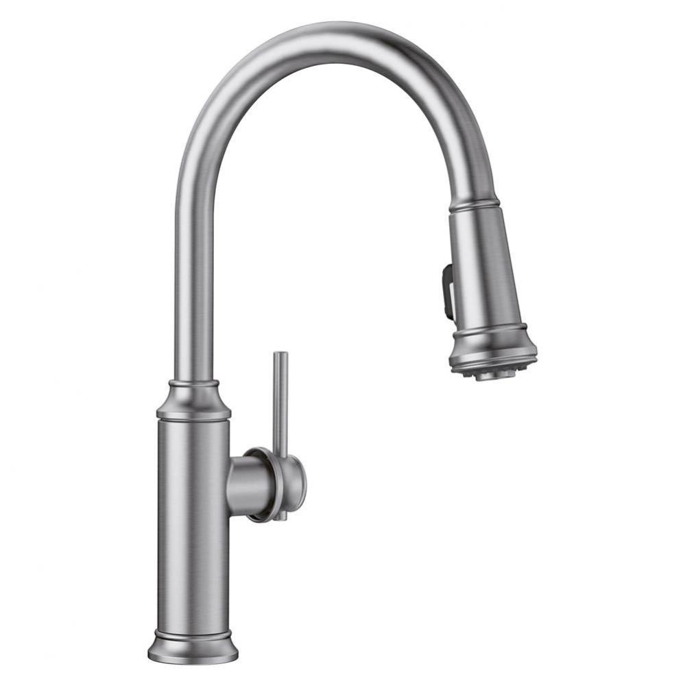 Empressa High Arc Pull-Down Dual-Spray Kitchen Faucet - PVD Steel