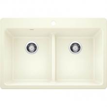 Blanco 443003 - Corence Equal Double Low Divide Dual Mount -Biscuit