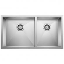 Blanco 443054 - Quatrus R0 33'' 60/40 Double Bowl Undermount Stainless Kitchen Sink