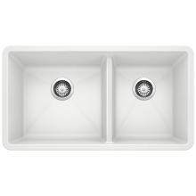 Blanco 441125 - Precis SILGRANIT 33'' 60/40 Double Bowl Undermount Kitchen Sink - White