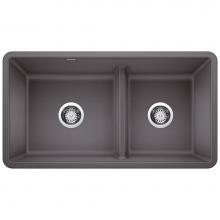 Blanco 442521 - Precis SILGRANIT 33'' 60/40 Reversible Double Bowl Undermount Kitchen Sink with Low Divi