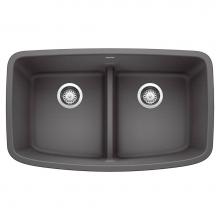 Blanco 442196 - Valea SILGRANIT 32'' 50/50 Double Bowl Undermount Kitchen Sink with Low Divide - Cinder