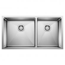 Blanco 443150 - Quatrus R15 33'' 60/40 Double Bowl Undermount Stainless Steel Kitchen Sink