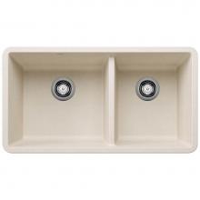 Blanco 443081 - Precis SILGRANIT 33'' 60/40 Double Bowl Undermount Kitchen Sink - Soft White