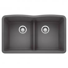 Blanco 442071 - Diamond SILGRANIT 32'' 50/50 Double Bowl Undermount Kitchen Sink with Low Divide - Cinde