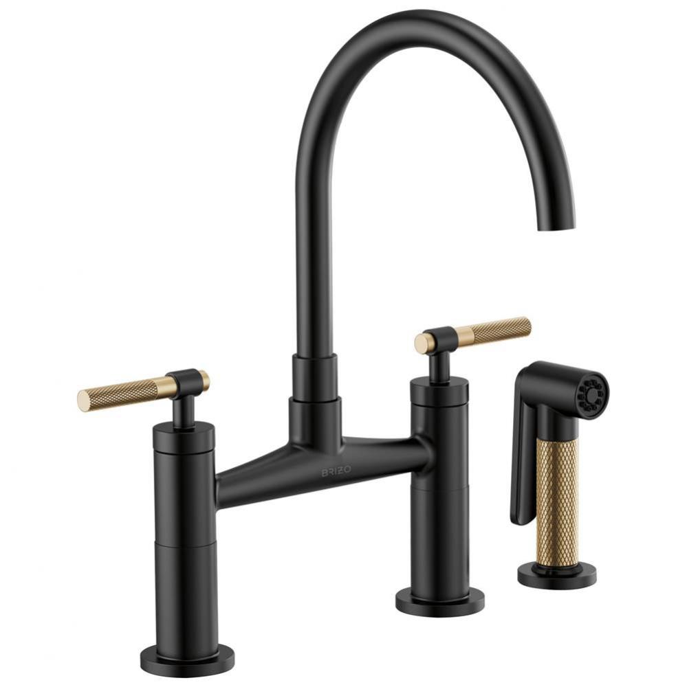 Litze&#xae; Bridge Faucet with Arc Spout and Knurled Handle