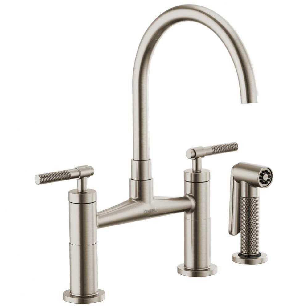 Litze&#xae; Bridge Faucet with Arc Spout and Knurled Handle