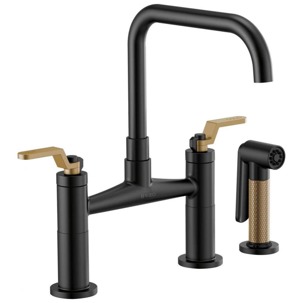 Litze&#xae; Bridge Faucet with Square Spout and Industrial Handle