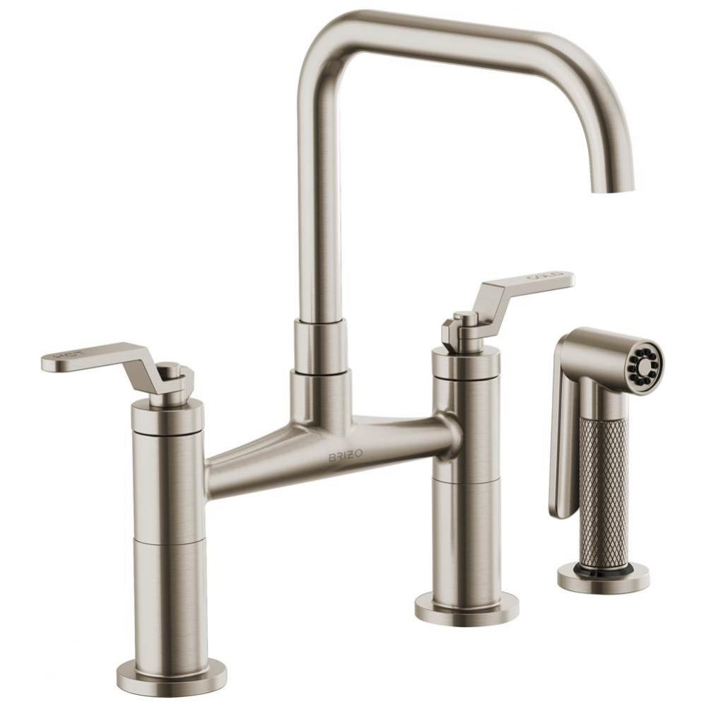 Litze&#xae; Bridge Faucet with Square Spout and Industrial Handle