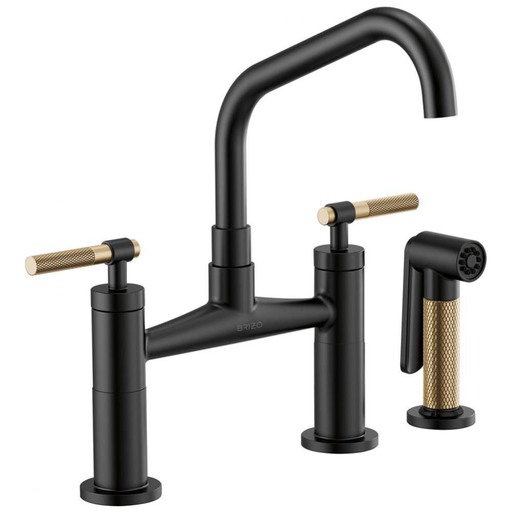 Litze&#xae; Bridge Faucet with Angled Spout and Knurled Handle