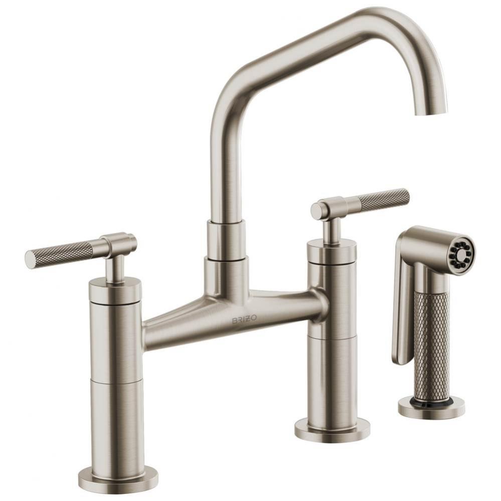 Litze&#xae; Bridge Faucet with Angled Spout and Knurled Handle