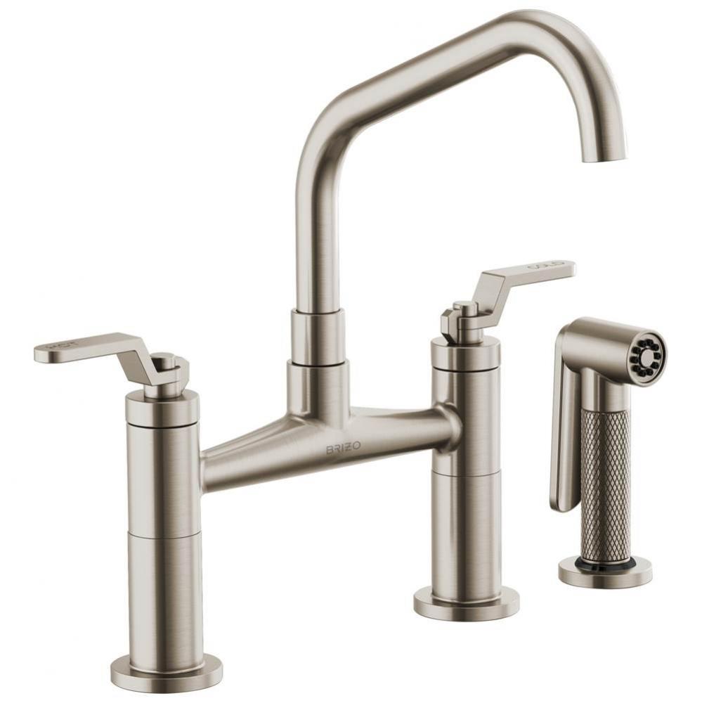Litze&#xae; Bridge Faucet with Angled Spout and Industrial Handle