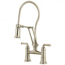 Brizo 62174LF-PN - Rook® Articulating Bridge Faucet with Finished Hose